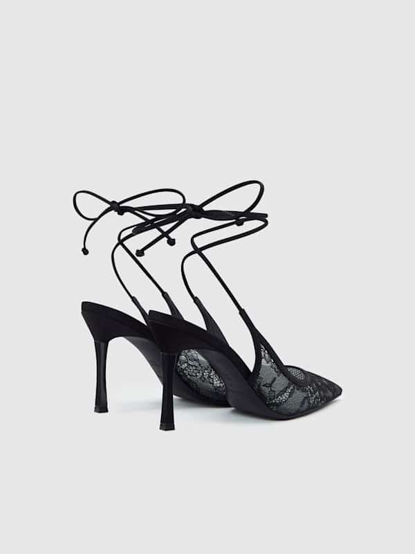 Paris Heeled Pump - Black Lace