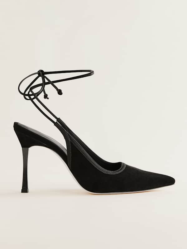Paris Heeled Pump - Black Suede
