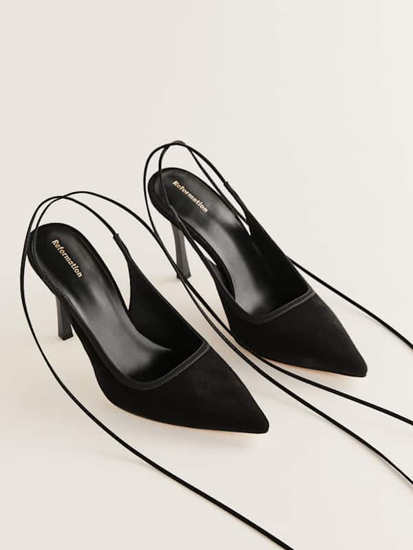 Paris Heeled Pump - Black Suede