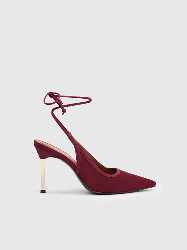 Paris Heeled Pump - Dark Cherry Satin