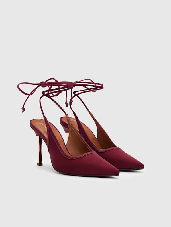Paris Heeled Pump - Dark Cherry Satin