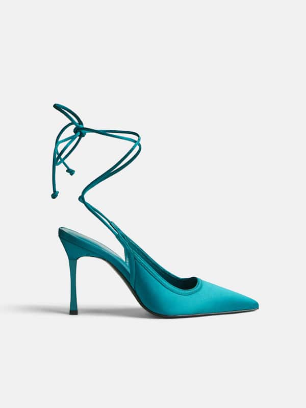 Paris Heeled Pump - Deep Lagoon Satin