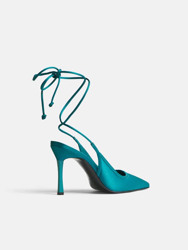 Paris Heeled Pump - Deep Lagoon Satin