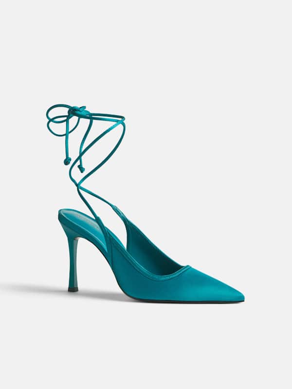 Paris Heeled Pump - Deep Lagoon Satin