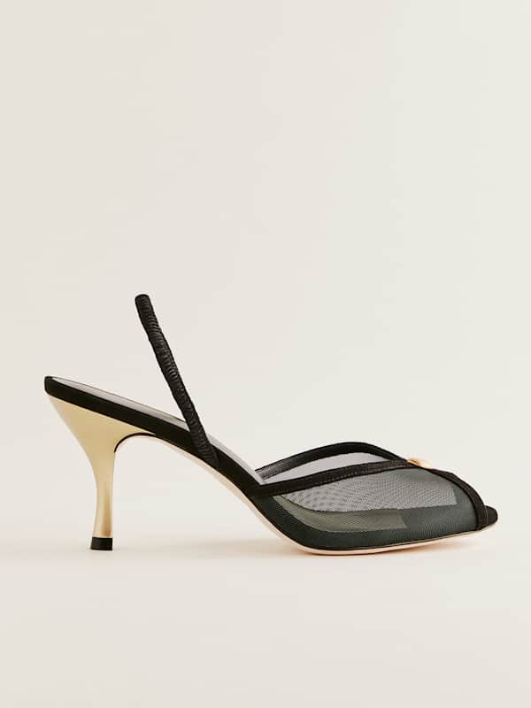 Paula Heeled Sandal - Black Mesh
