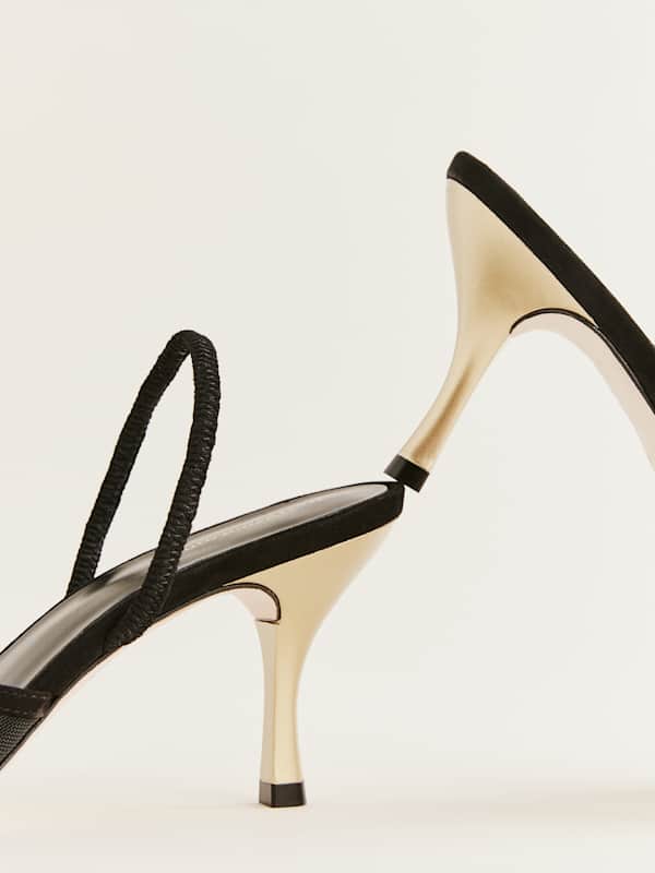 Paula Heeled Sandal - Black Mesh