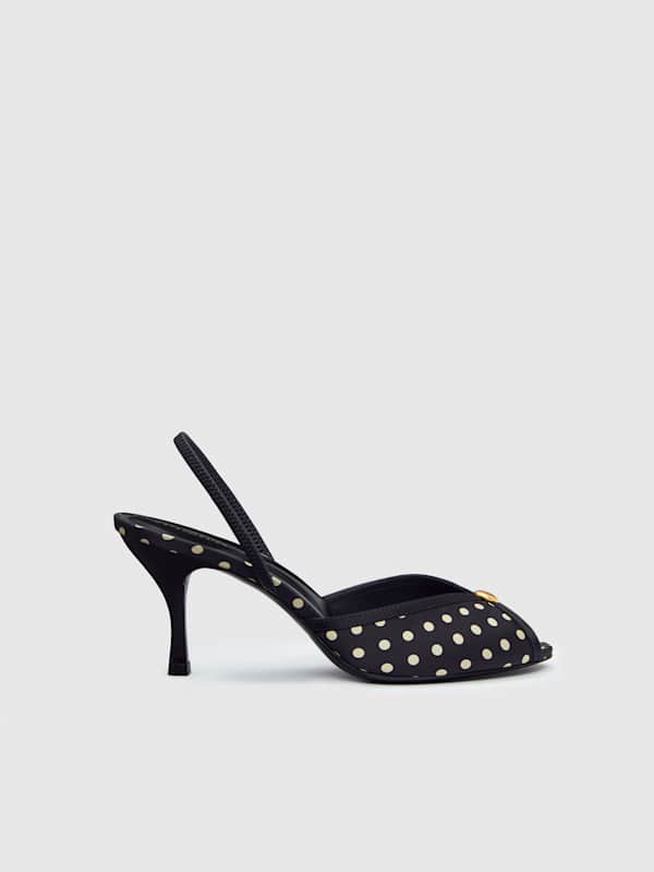 Paula Heeled Sandal - Polka Dot Satin
