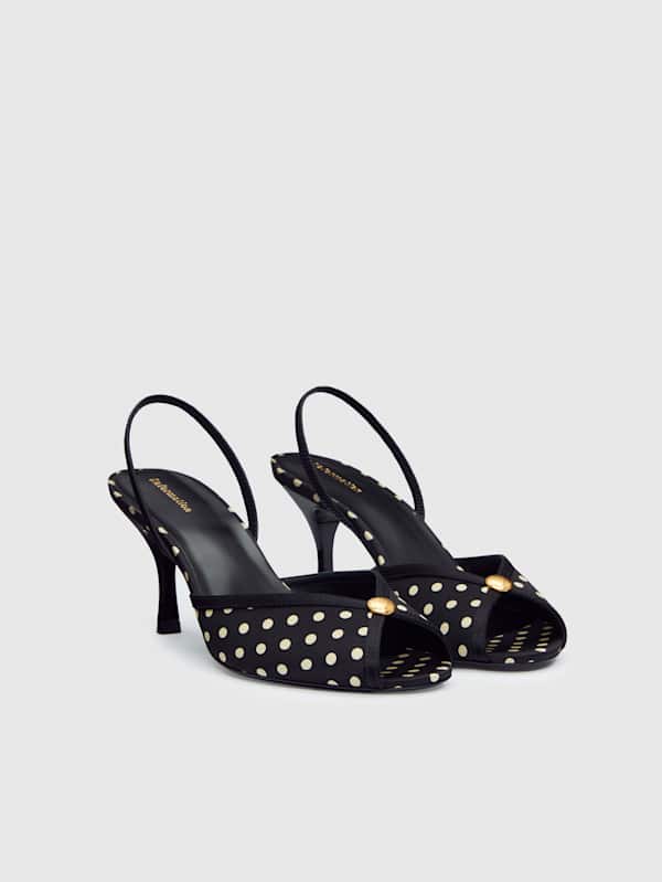 Paula Heeled Sandal - Polka Dot Satin