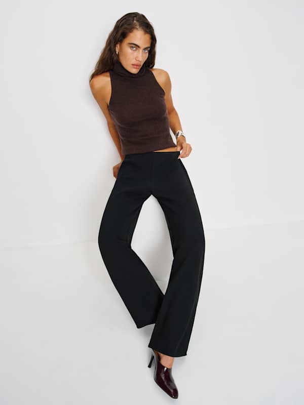 Gale Mid Rise Bias Pant - Black