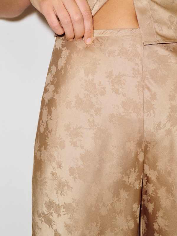 Gale Mid Rise Bias Pant - Gold Jacquard