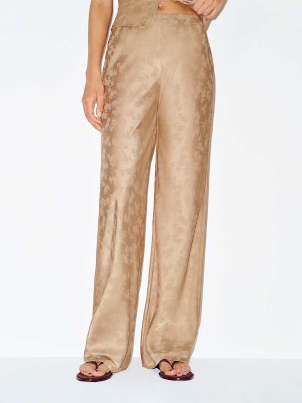 Gale Mid Rise Bias Pant - Gold Jacquard