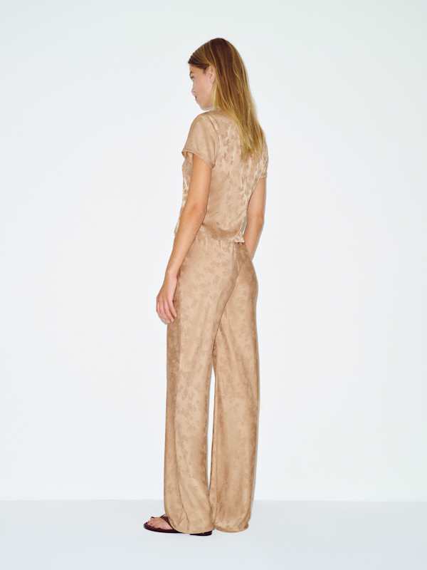 Gale Mid Rise Bias Pant - Gold Jacquard