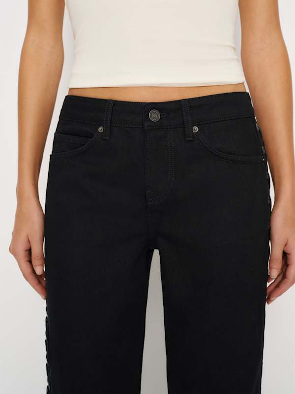 Charlee Low Rise Straight Leg Jeans - Black Lacing
