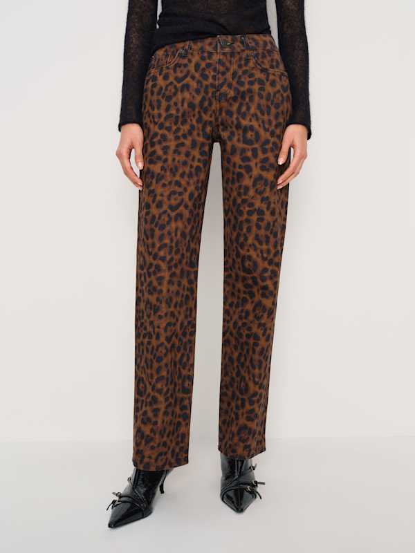 Charlee Low Rise Straight Leg Jeans - Dark Leopard
