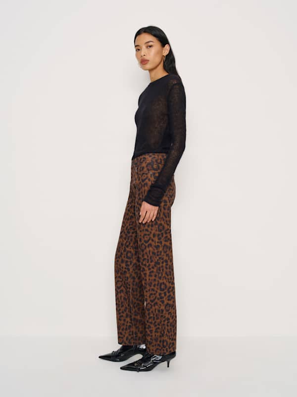 Charlee Low Rise Straight Leg Jeans - Dark Leopard