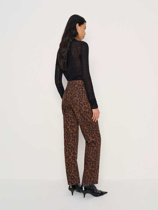 Charlee Low Rise Straight Leg Jeans - Dark Leopard