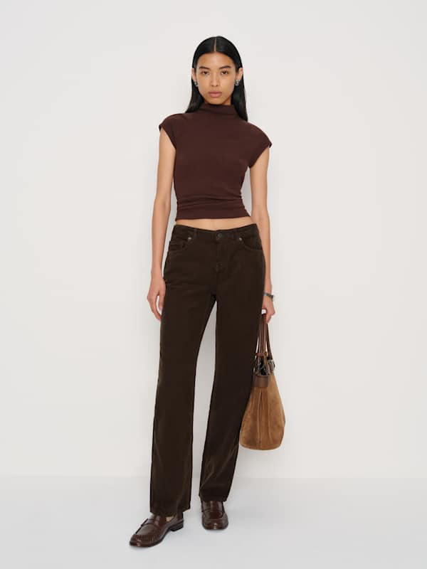 Charlee Low Rise Straight Leg Jeans - Mole Corduroy