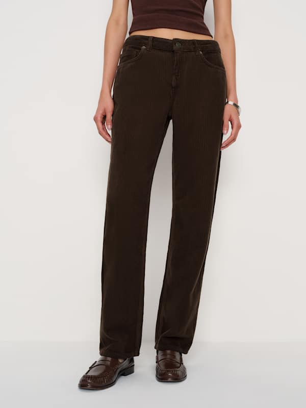 Charlee Low Rise Straight Leg Jeans - Mole Corduroy