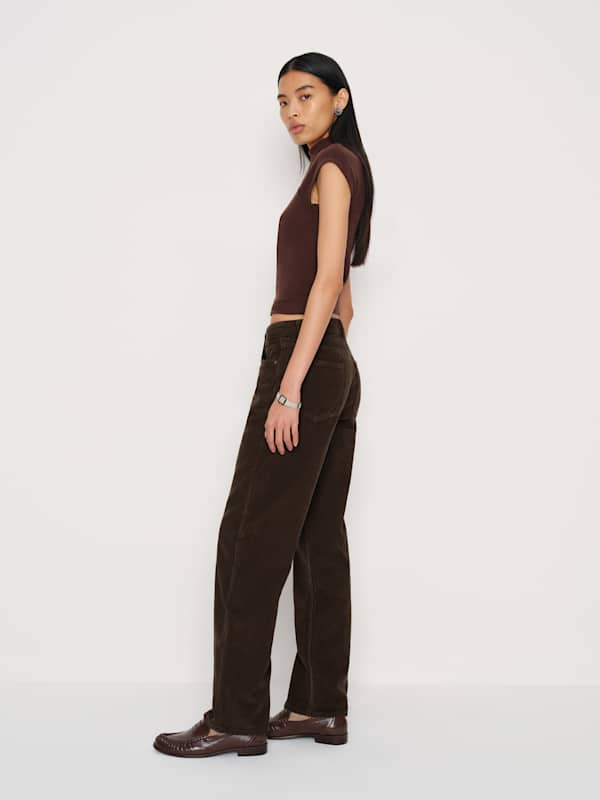 Charlee Low Rise Straight Leg Jeans - Mole Corduroy