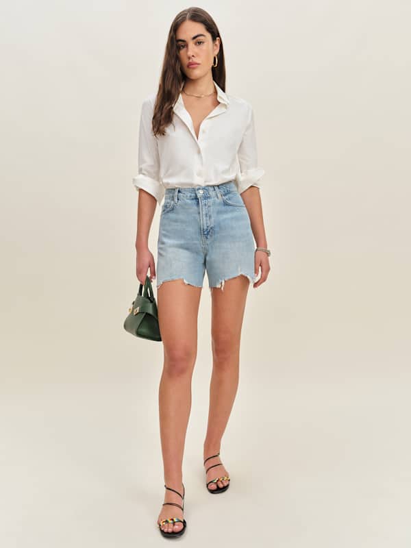 Saige High Rise 4&rdquo; Jean Shorts - Burnett