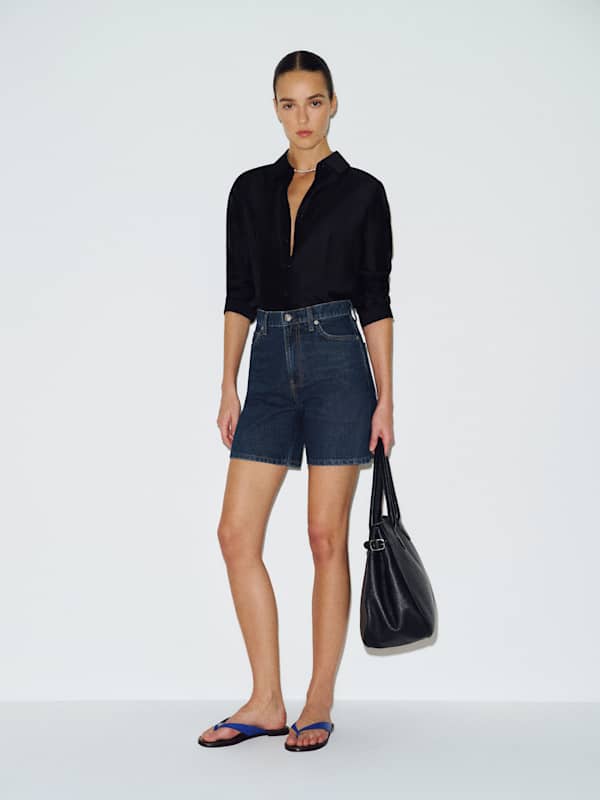 Short en jean taille haute Saige, 10 cm - Titan