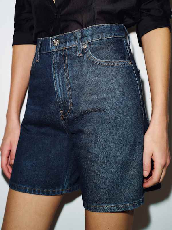 Short en jean taille haute Saige, 10 cm - Titan