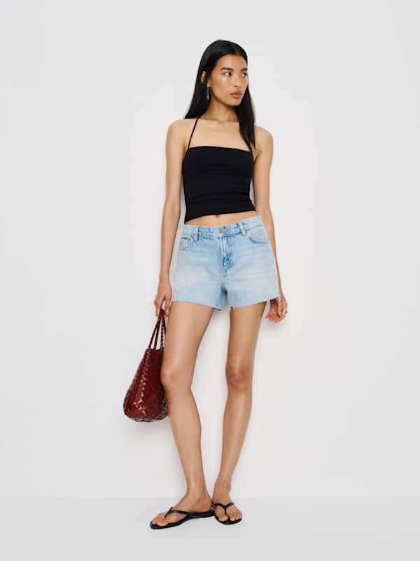 Sutton Low Rise 2.5&rdquo; Slouchy Jean Shorts - Martini Embroidery