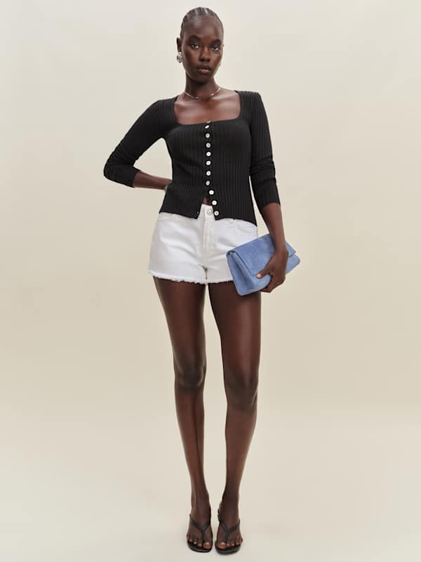 Sutton Low Rise 2.5&rdquo; Slouchy Jean Shorts - Optic White