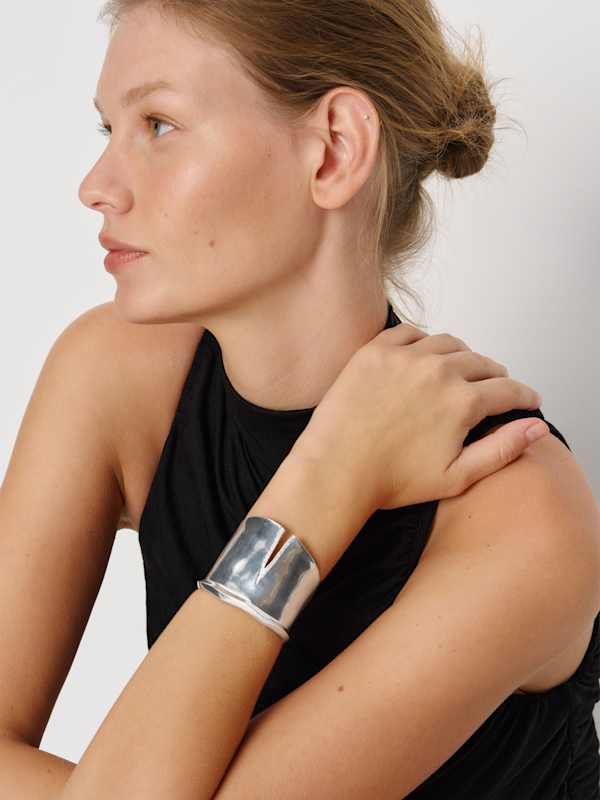 Gertrude Cuff - Silver With Pave Slit