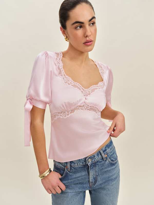 Dolly Silk Top - Cherry Blossom