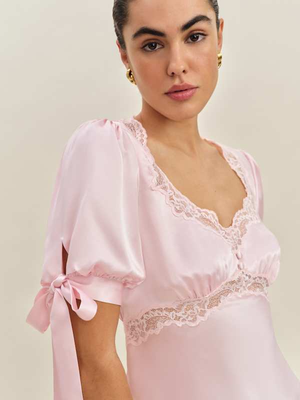 Dolly Silk Top - Cherry Blossom