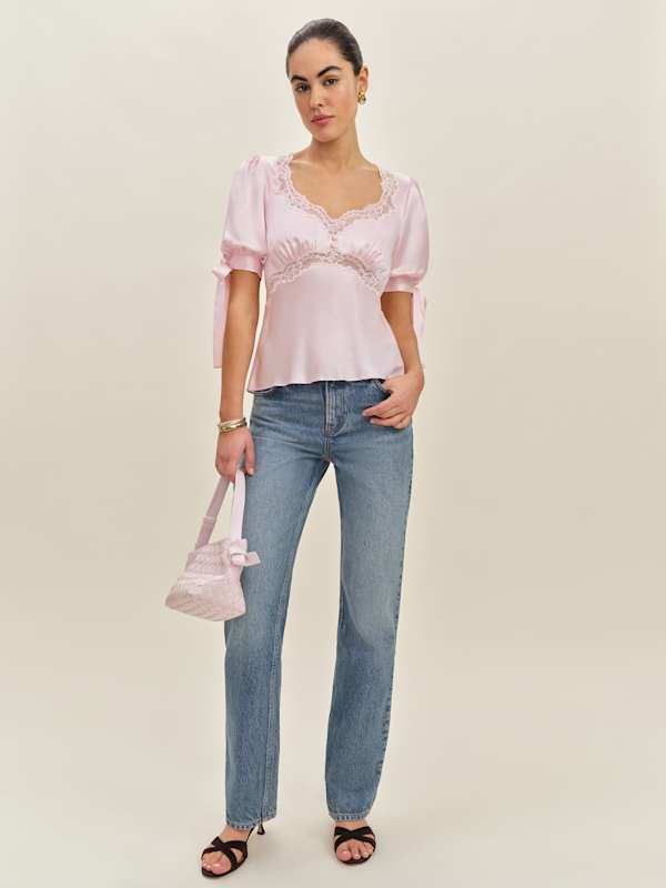 Dolly Silk Top - Cherry Blossom