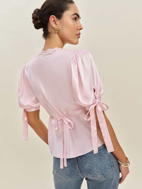 Dolly Silk Top - Cherry Blossom