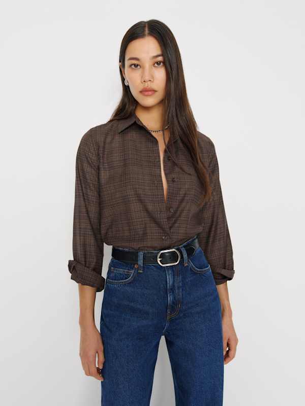 Alfie Relaxed Shirt - Dark Chocolate Plaid