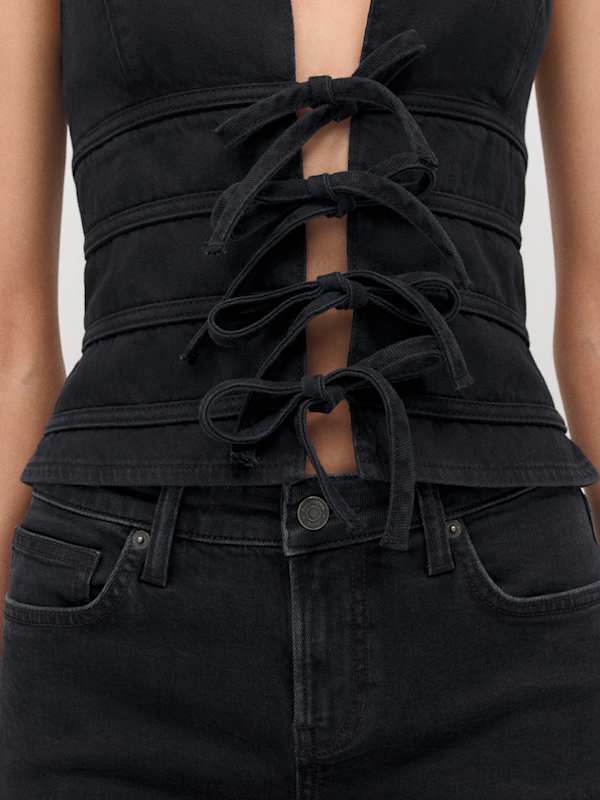 Kyleigh Denim Halter Top - Schorl