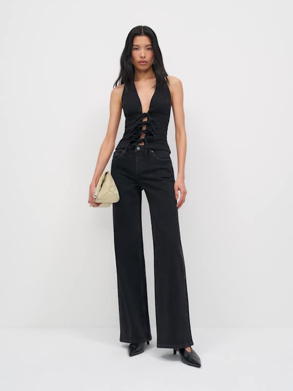 Kyleigh Denim Halter Top - Schorl