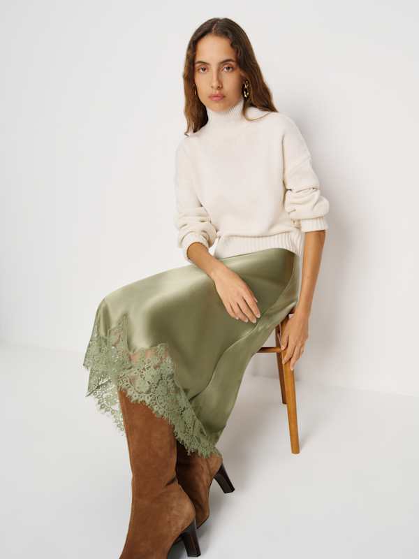 Carolina Silk Skirt - Artichoke