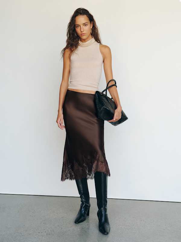 Carolina Silk Skirt - Black Bean