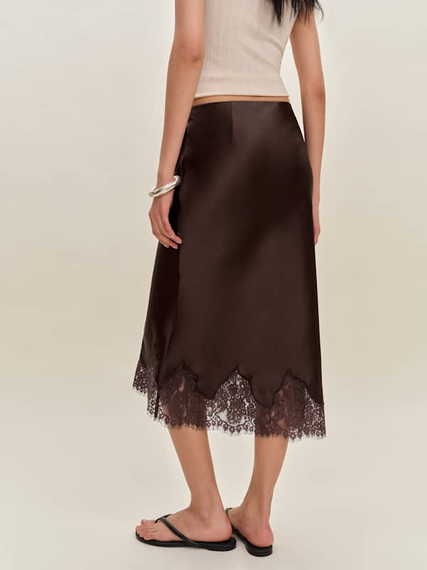 Carolina Silk Skirt - Black Bean