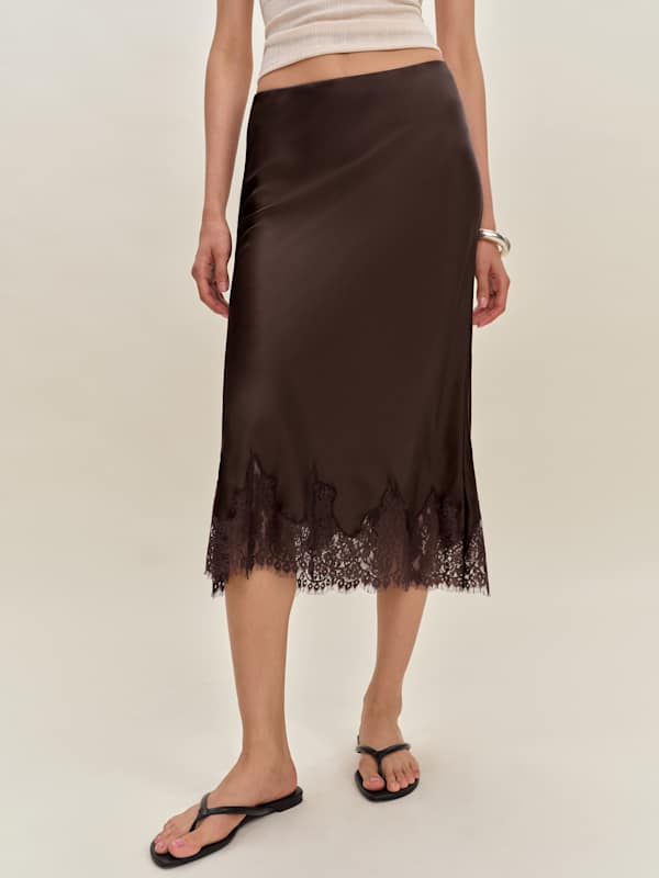 Carolina Silk Skirt - Black Bean