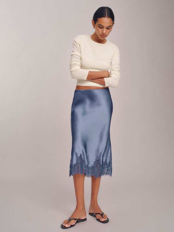 Carolina Silk Skirt - Cornflower