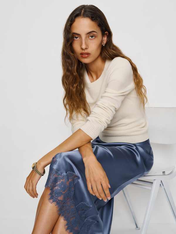 Carolina Silk Skirt - Cornflower