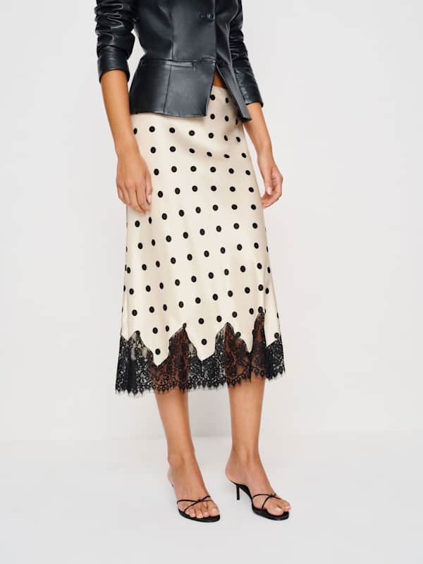 Carolina Silk Skirt - Sundae Dot