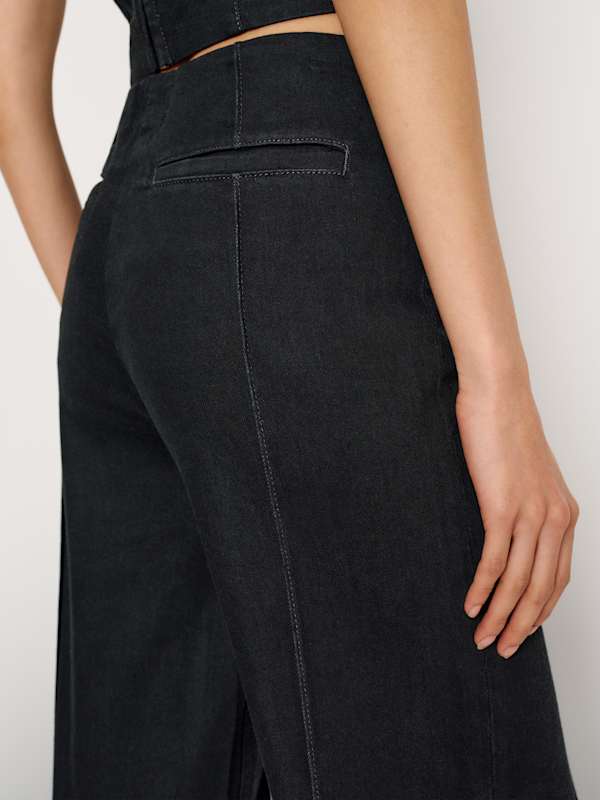 Arana Stretch Low Rise Trouser Wide Leg Jeans - Black