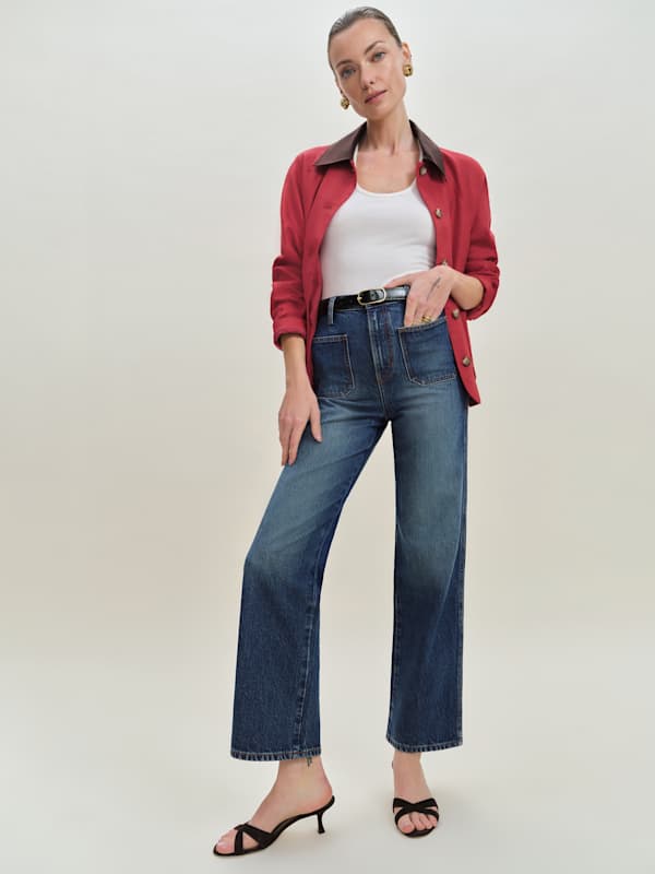 Alyssa Stretch High Rise Wide Leg Cropped Jeans - Mellusine