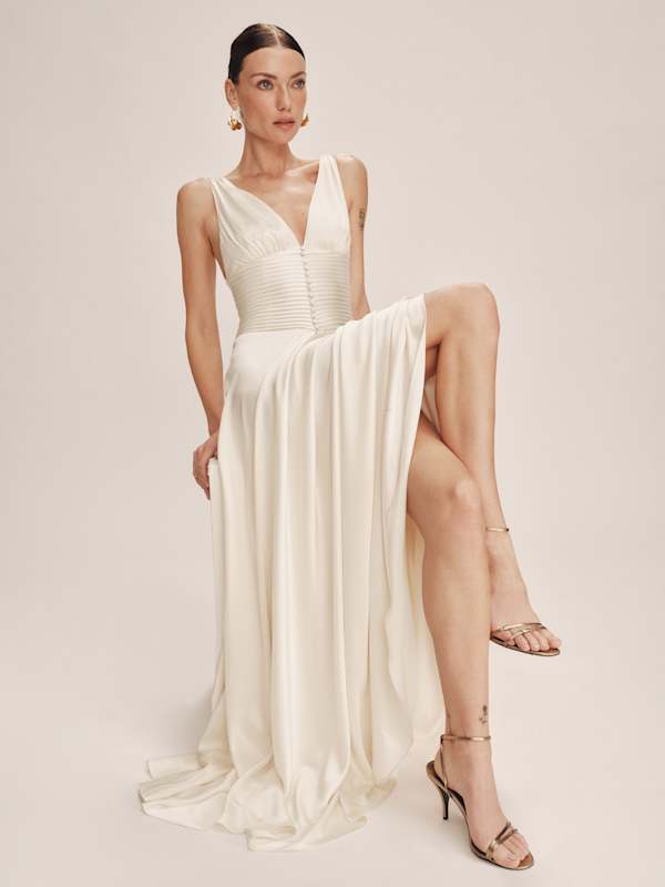 Arianwen Satin Dress - Fior Di Latte