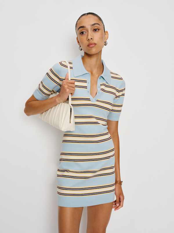 Hadley Cotton Polo Sweater Dress - Horizon Multi Stripe