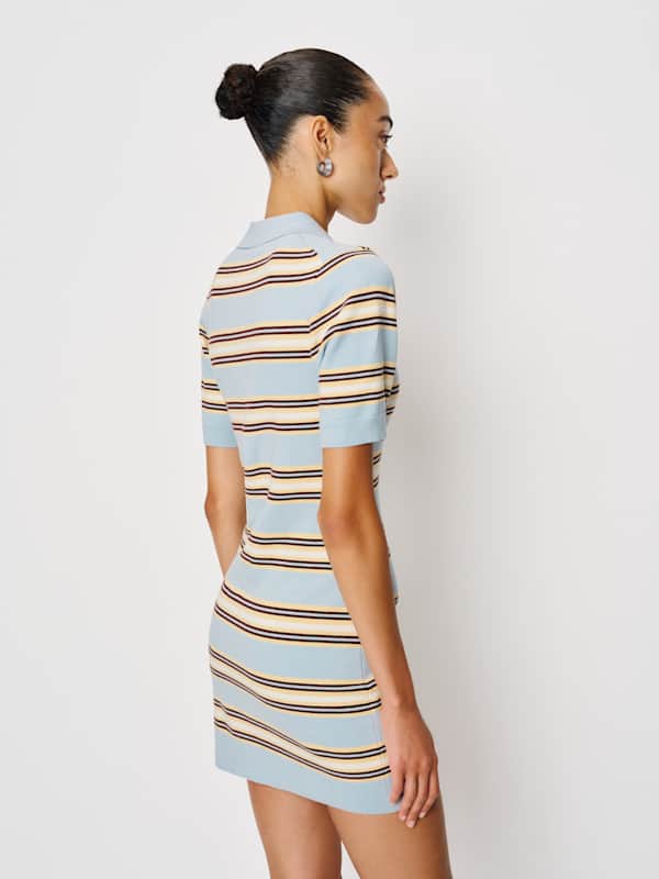 Hadley Cotton Polo Sweater Dress - Horizon Multi Stripe