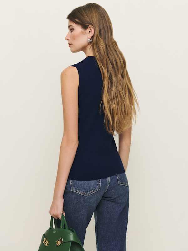Marta Regenerative Merino Sweater Tank - Navy