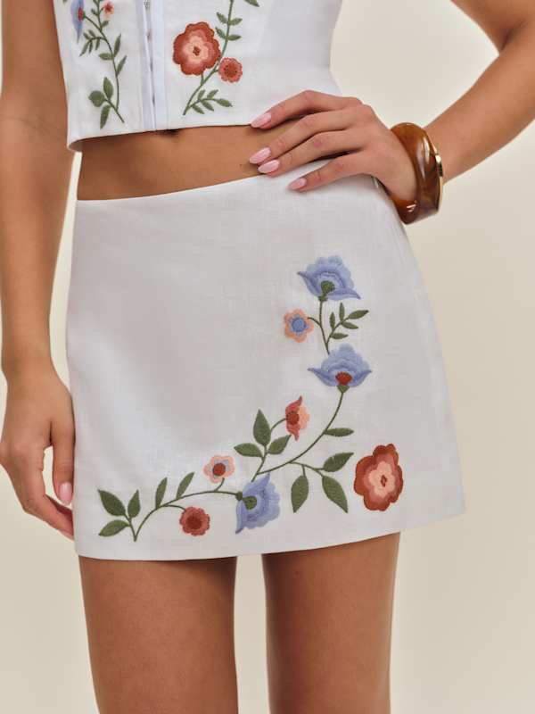 Ren Linen Skirt - White